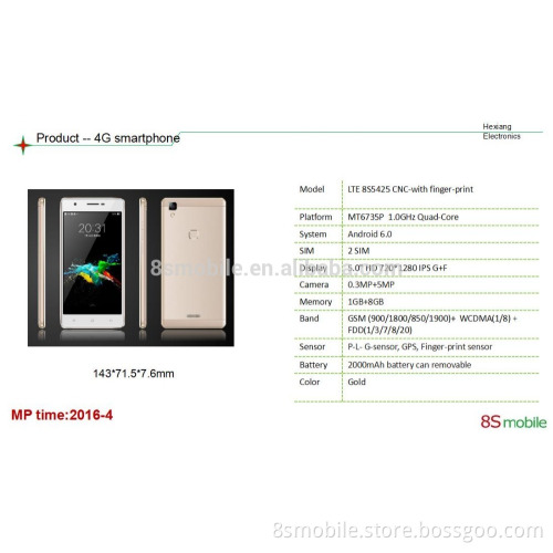 LTE8S5425 5.0" super slim high end cheap mobile phone wholesale
